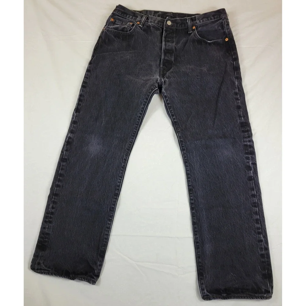 Levis 501 Original Fit Black Faded Denim Jeans‎ Mens 34x29 Button Fly 00501-0660